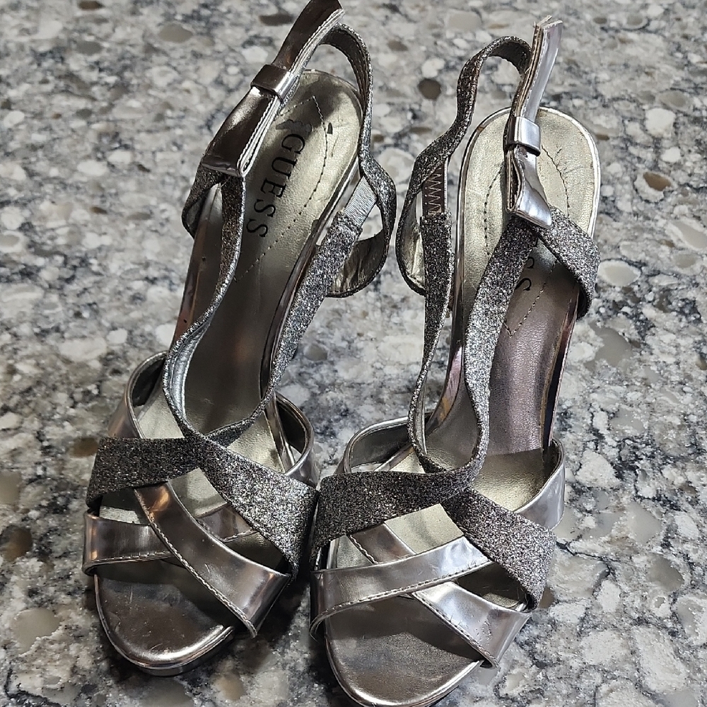 GUESS Silver Strappy Women's Heels